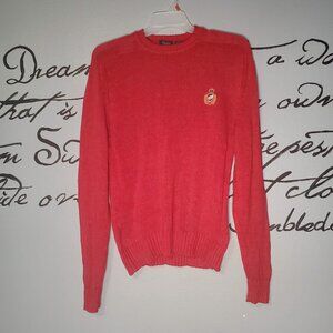 Vintage Red 80s Preppy Style Private Club Knit Crew Neck Sweater, L